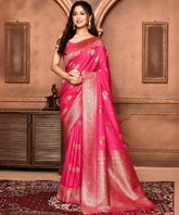 Coral Pink Benarasi Khaddi Silk Saree